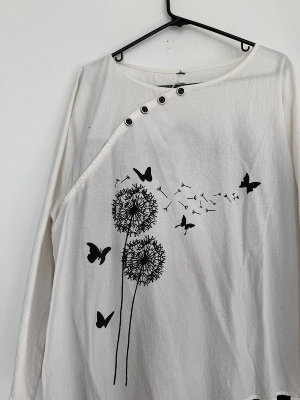 Jusfashion Cotton Dandelion Graphic Top & Black Wide Leg Pants Set - Picture 3 of 11